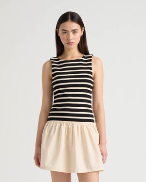 NVLT Twofer Dress With Ruffled Poplin Skirt - Black