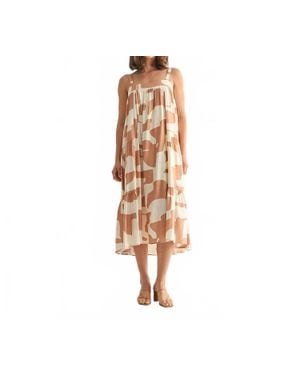 Fun 2 Fun Abstract Midi Dress - Natural