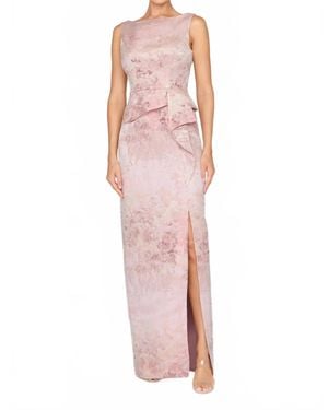 Kay Unger Luciana Column Jacquard Gown - Pink
