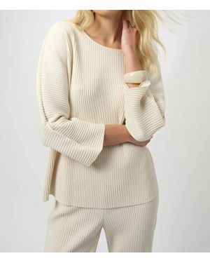 Joseph Ribkoff Pleated Knit Top - Natural