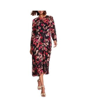 Tommy Hilfiger Metallic Mid Calf Wrap Dress - Red