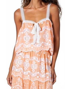 Miguelina Kaila Floating Flower Voile Embroidery Tank - Pink