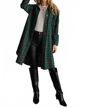 Panache Plaid Long Shacket - Black