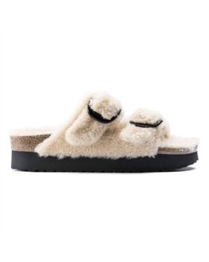 Birkenstock Arizona Platform Teddy Sandal - White