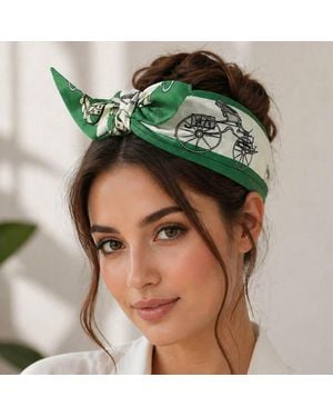 Fashnzfab Equestrian Pattern Printed Knot Headband - Green