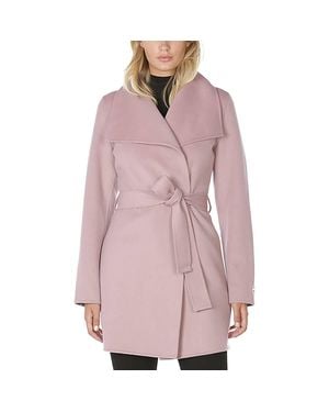 Tahari Wool Wrap Belted Jacket Coat - Pink
