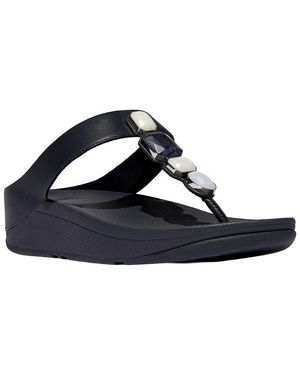 Fitflop Fino Multi Stone Leather Toe Post Sandal - Blue