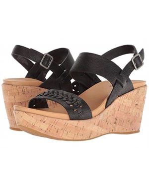 Kork-Ease Austin Braid Full Grain Wedge Sandal - Black