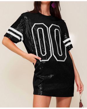 42Pops Sequin Game Day Oversized Top - Black