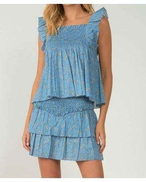 Elan Layered Tiered Mini Skirt - Blue
