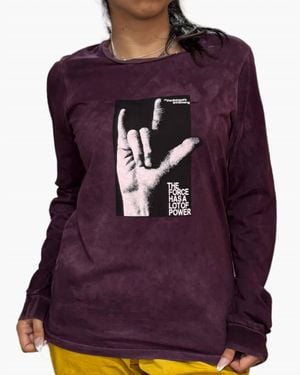 Freecity I Love You Sign Language Supervintage Long-Sleeve Tee - Purple