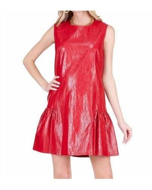 J joy Bette Faux Leather Mini Dress - Red