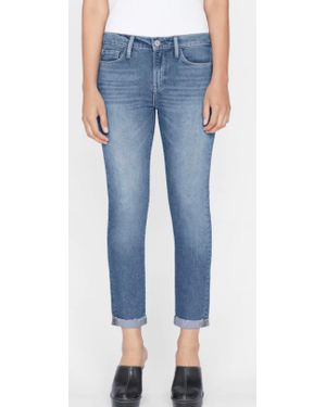 FRAME Le Garcon Rolled Raw After Jeans - Blue