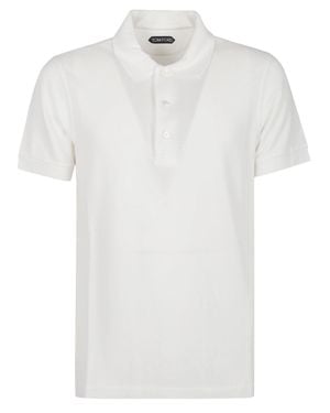Tom Ford Minimalist Short Sleeve Lyocell Polo Shirt - White