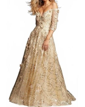 Jovani Quarter Sleeve Mother Of The Bride Gown - Natural