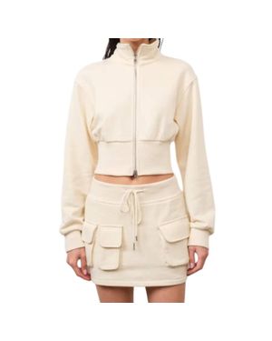 Loucia Alicia Cropped 2-Way Zip Up Jacket - Natural