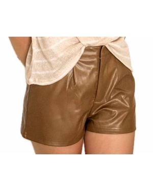 Sadie & Sage Girl's Vegan Faux Leather Shorts - Brown