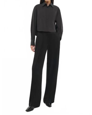 Jonathan Simkhai Renata Cropped Button Down Top - Black