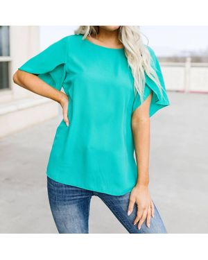 Fsl Tulip Sleeve Blouse - Blue