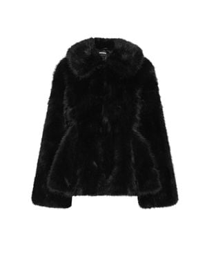 ROTATE BIRGER CHRISTENSEN Voluminous Faux Fur Flared Jacket - Black