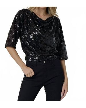 Saints & Hearts Drop Shoulder Sequin Top - Black