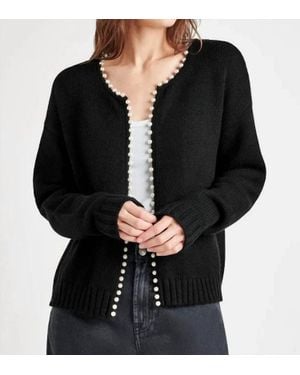 Splendid Pearl Trim Cardigan - Black