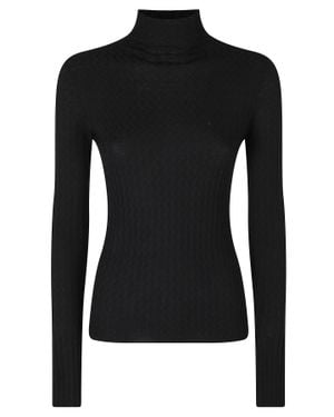 Roberto Collina Textured Merino Wool Turtleneck - Black