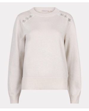 EsQualo Lurex Knit Sweater With Crystal Pins - Gray