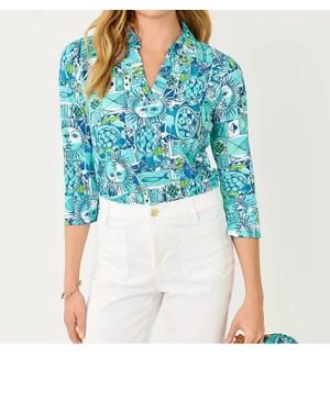Lilly Pulitzer Upf 50+ Mandi 3/4 Sleeve Top - Blue
