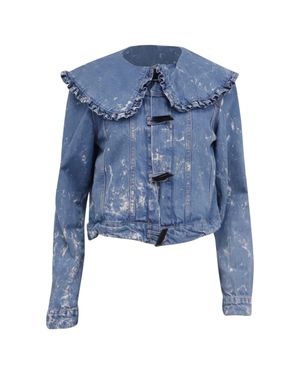 Ganni Bleach Ruffle Collar Denim Jacket - Blue