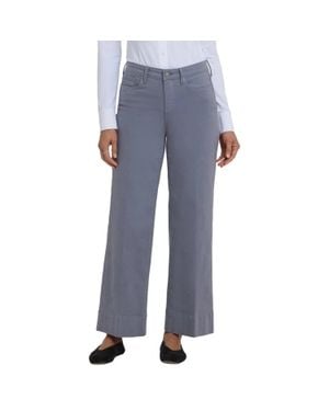 NYDJ Teresa Jeans Shadow Denim Mid Rise Wide Leg Ankle Gbo3877 - Blue
