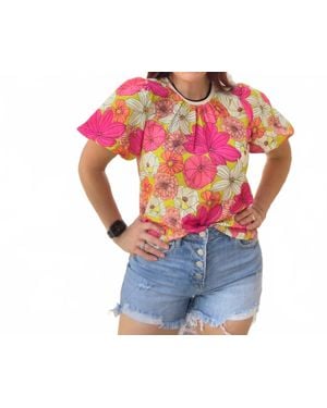 Thml Summer Blooms Puff Sleeve Blouse - Blue