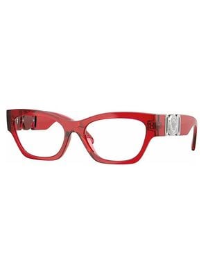 Versace Eyeglasses Cat Eye Full Rim, Transparent Frame And Clear Demo Lenses Lens Ve3367U5495 - Red