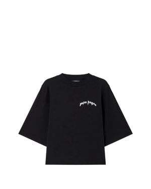 Palm Angels Mini Curved Logo Boxy Tee - Black