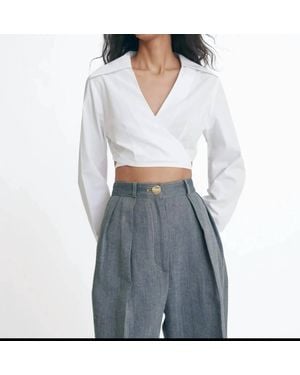 Matthew Bruch Long Sleeve Wrap Top - Gray