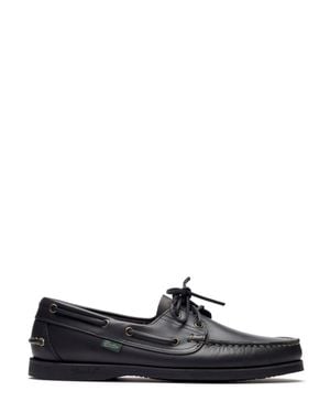 Paraboot Moccasin-Style Leather Flat Shoes With Lace-Up Design - Black