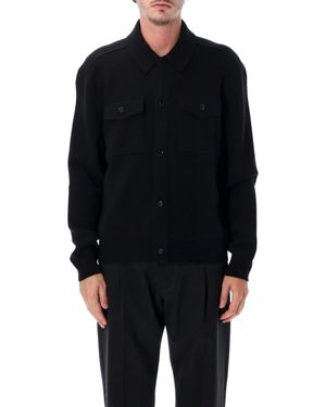 Tom Ford Double Face Wool-Cashmere Horn-Button Overshirt - Black