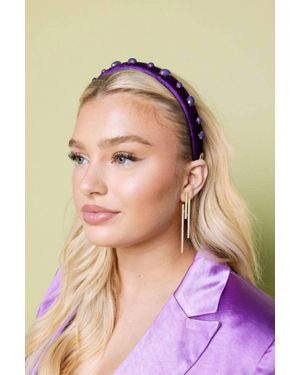 Hello Edie Velvet Ultra Slim Embellished Headband - Purple