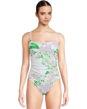 Lilly Pulitzer Napili Swimsuits Floral Ruched One-Piece Gbo1863 - Green