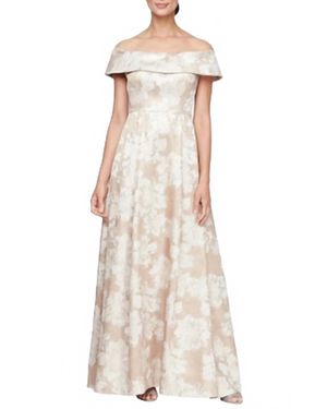 Alex Evenings Off The Shoulder Floral Dress - Natural