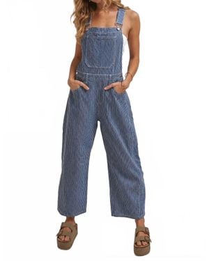 Bone Kendal Stripe Overalls Jumpsuit - Blue