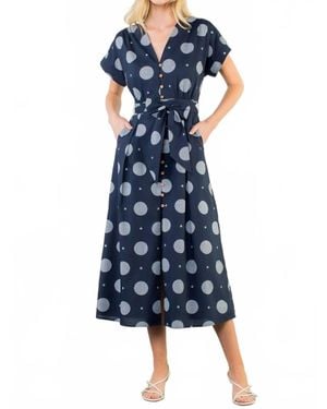Thml Short Sleeve Polka Dot Dress - Blue