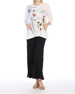 Jess & Jane Garden Song Patch Pocket High Low Top - White