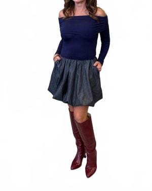 VAVA Eyewear Anais Off Shoulder Bubble Dress - Blue