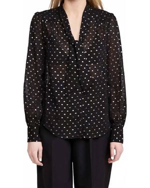 PAIGE Cleobelle Long Sleeve Tie Neck Blouse - Black