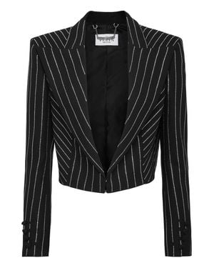 Philipp Plein Cady Bolero Crystal Pinstripe - Black