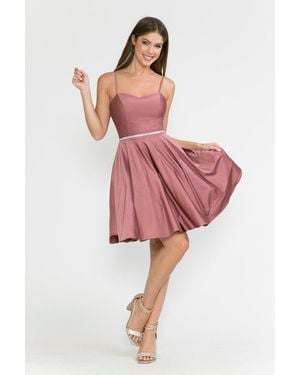 TRUEDAMES Cocktail Dress Sweetheart Embellished Party Dress - Red