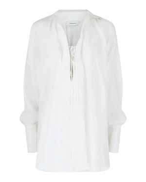 Ferragamo Silk-Blend Tunic Top - White