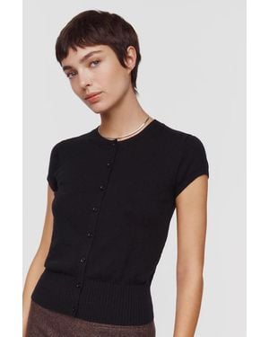 Maeve Coco Short-Sleeve Cardigan - Black