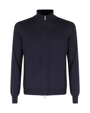 Tagliatore Full-Zip Merino Wool Turtleneck - Blue